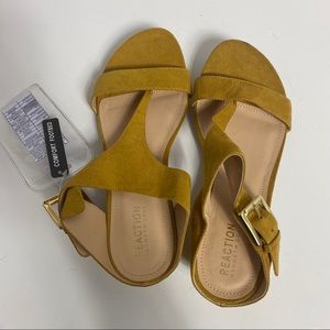Suede Mustard Slip on Sandals